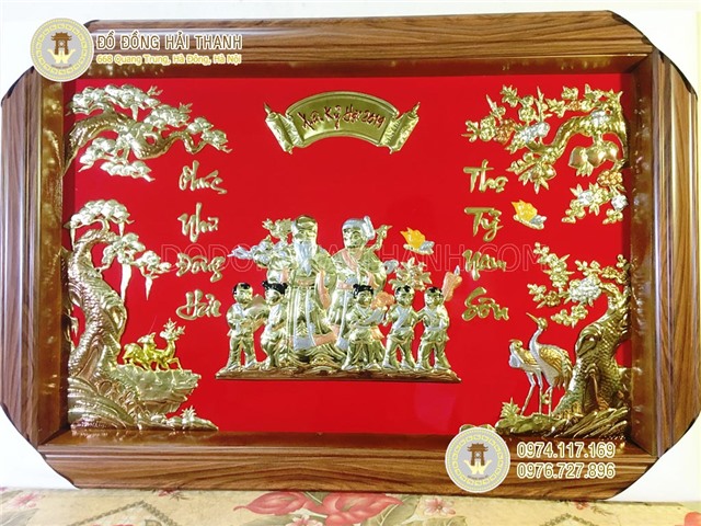 Tranh mừng thọ ông bà bằng đồng, tranh mừng thọ song cụ KT 70x100 giá rẻ