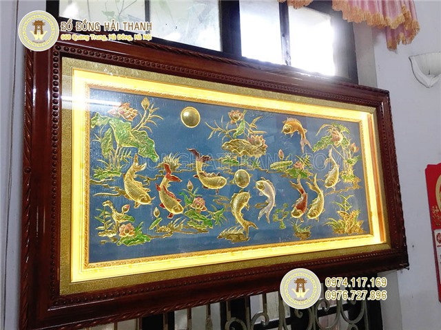 Tranh cửu ngư quần hội bằng đồng, tranh cá chép bằng đồng