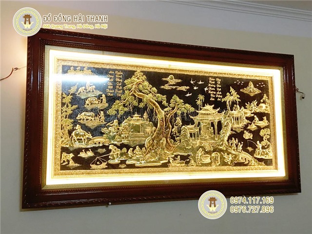 Tranh đồng quê bằng đồng, tranh đồng làng quê treo phòng khách