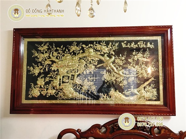 Vinh hoa phú quý, tranh đồng trang trí phòng khách