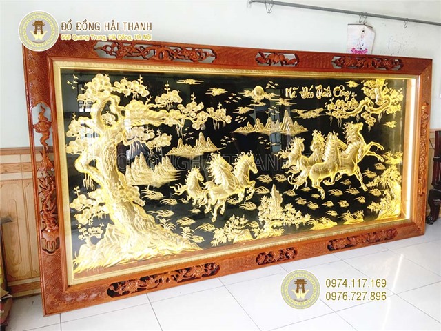 Tranh bát mã, tranh mã đáo thành công bằng đồng trang trí phòng khách đẹp