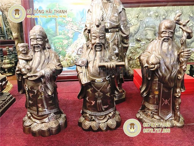 Tượng tam đa bằng đồng, tượng 3 ông tam đa bằng đồng khảm ngũ sắc
