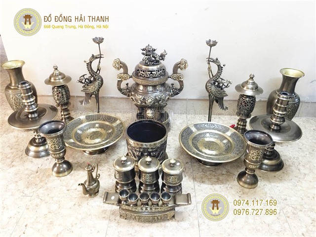 Bộ đỉnh đồng cho ban thờ 1m97, 2m17