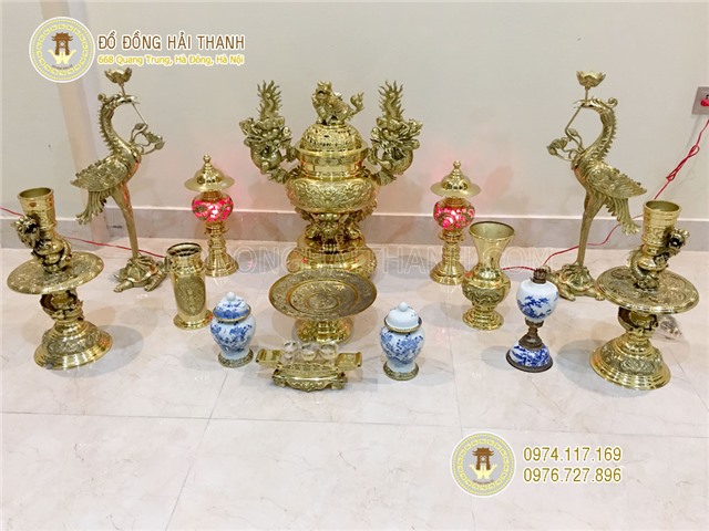 Bộ đỉnh ngũ sự hàng Dapha ( Đại Phát ) Lư đồng Dapha đẹp cao 60 cm