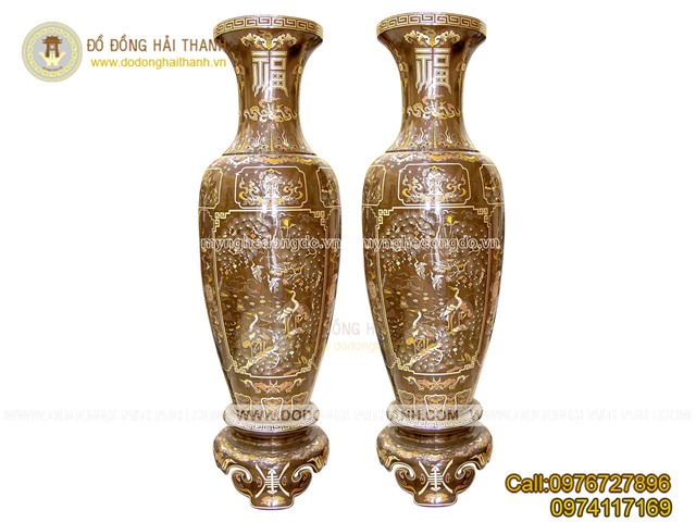 Lọ hoa đồng khảm ngũ sắc