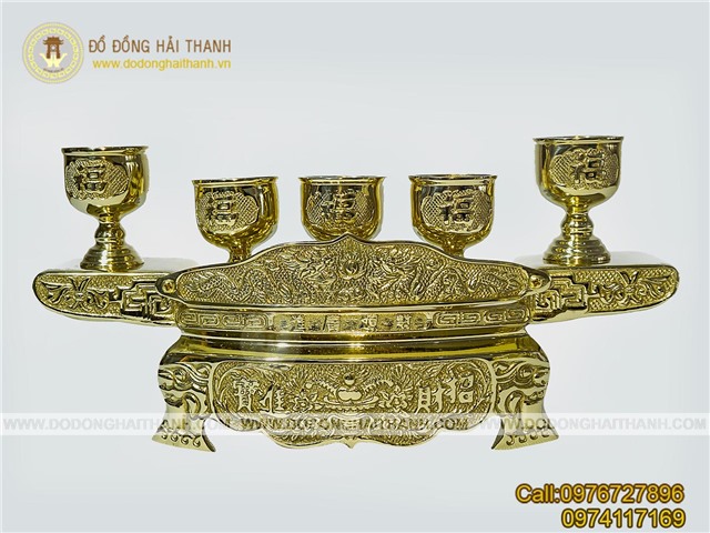 Bộ ngai chén đồng, bộ ngai 5 chén đồng vàng bóng