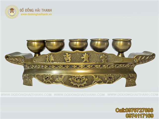 Bộ ngai 5 chén bằng đồng thờ cúng