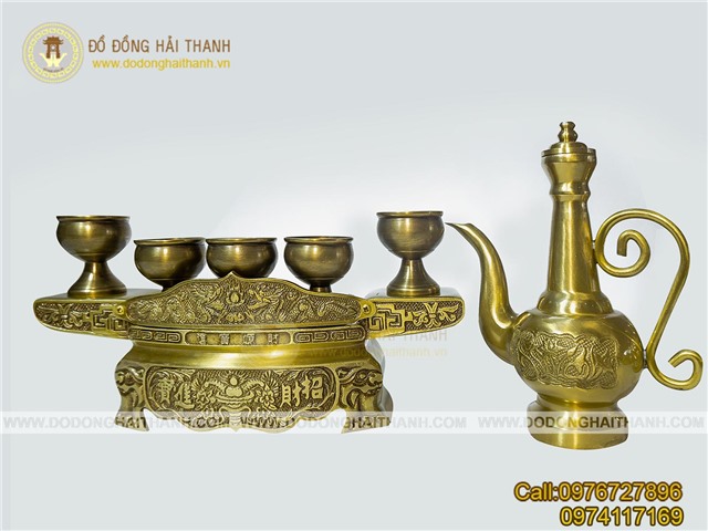 Bộ ngai chén đồng thờ cúng, bộ ngai 5 chén