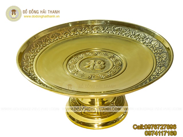 Mâm bồng thờ cúng, mâm đựng ngũ quả bằng đồng vàng MS5
