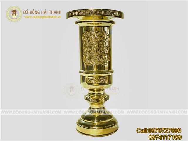 Ống cắm hương, ống đựng hương bằng đồng vàng bóng