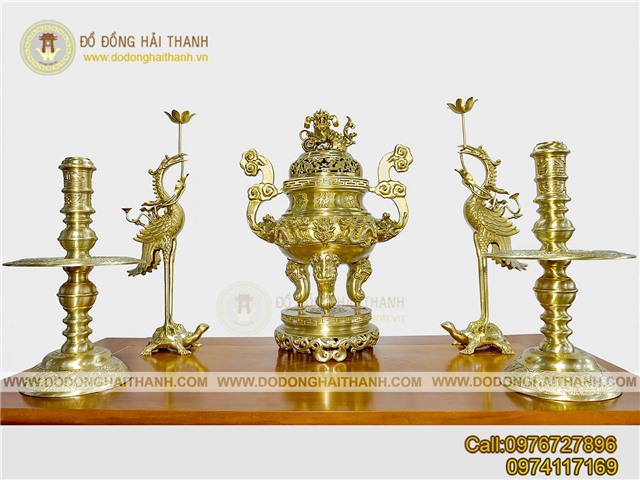 Bộ đỉnh đồng ngũ sự phật mờ cao 70 cm