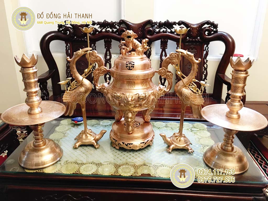 bộ đỉnh ngũ sự bằng đồng đỏ