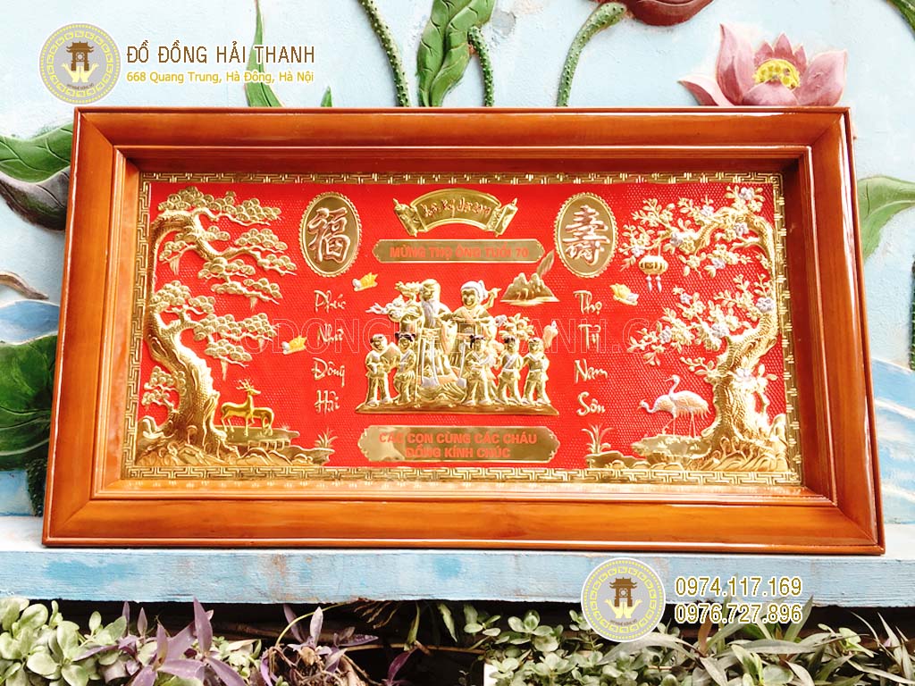 tranh mừng thọ ông bà bằng đồng liền mê