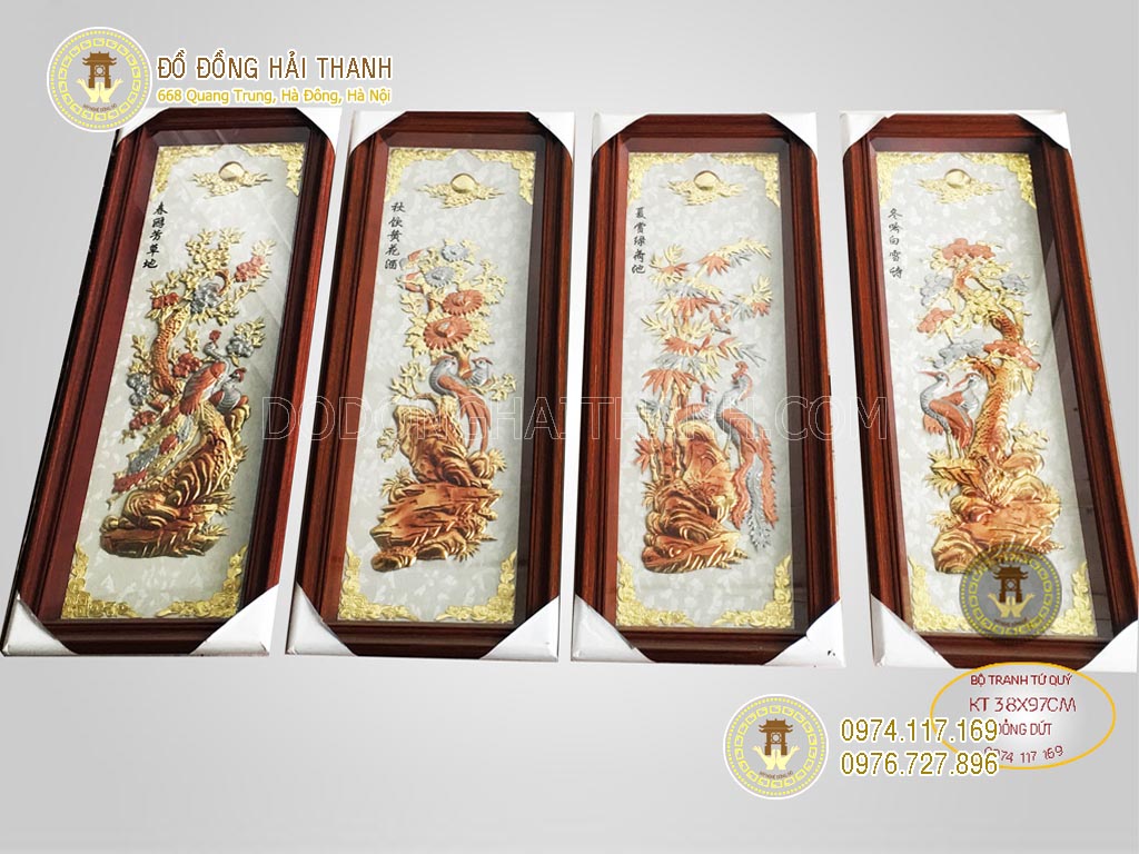 tranh tứ quý bằng đồng